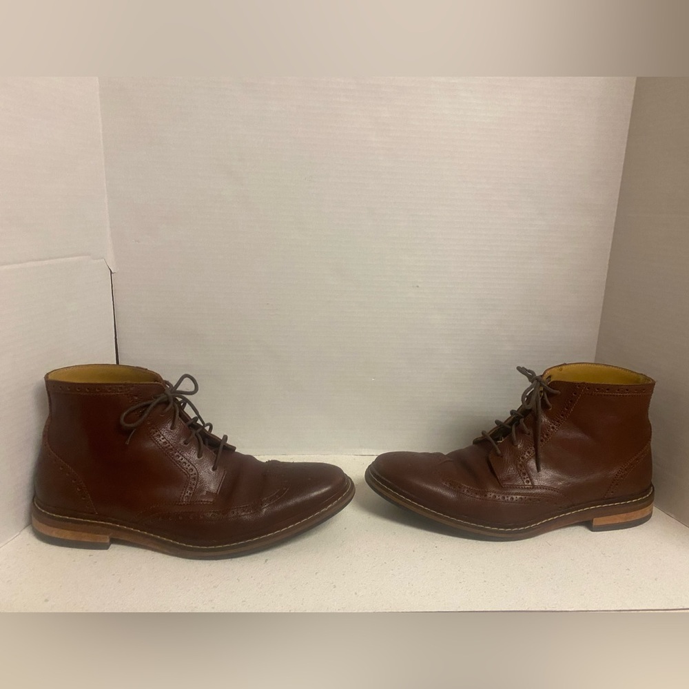 Cole Haan Men's Brown Leather Wingtip Lace-Up Oxford Boots - Picture 6 of 12